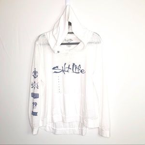 Salt life white lightweight hooded sweatshirt